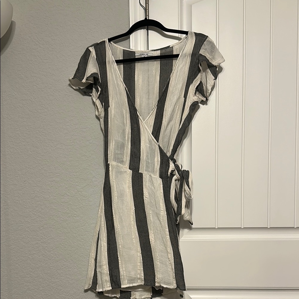 O'Neill Asymmetrical Striped Dress - Black and Cream